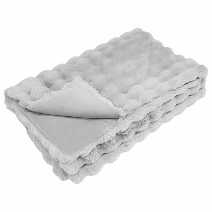 Anti-Slip Faux Rabbit Fur Blanket Olite 4 pcs Grey 130 x 150 cm