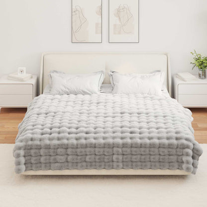 Anti-Slip Faux Rabbit Fur Blanket Olite 4 pcs Grey 150 x 220 cm
