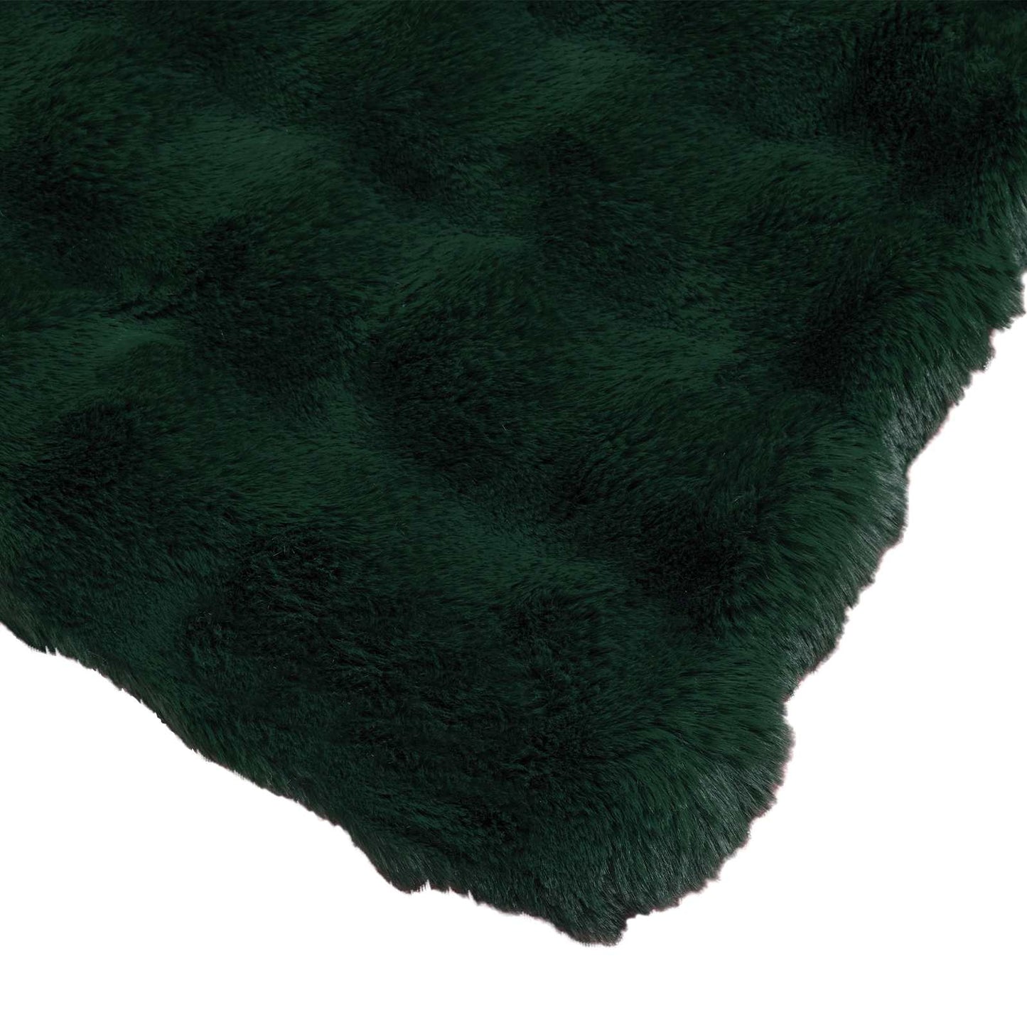 Anti-Slip Faux Rabbit Fur Blanket Olite Dark Green 220 x 240 cm