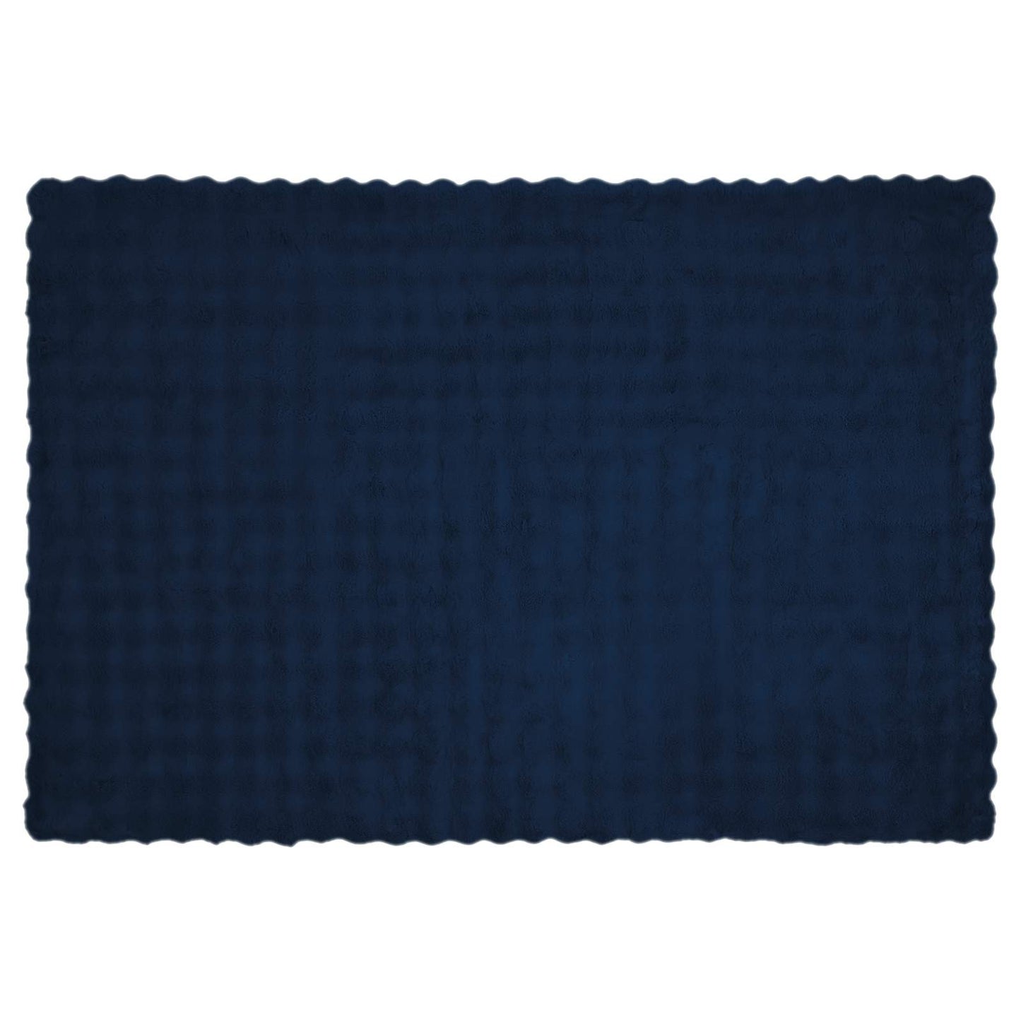 Anti-Slip Faux Rabbit Fur Blanket Olite Marine Blue Polyester