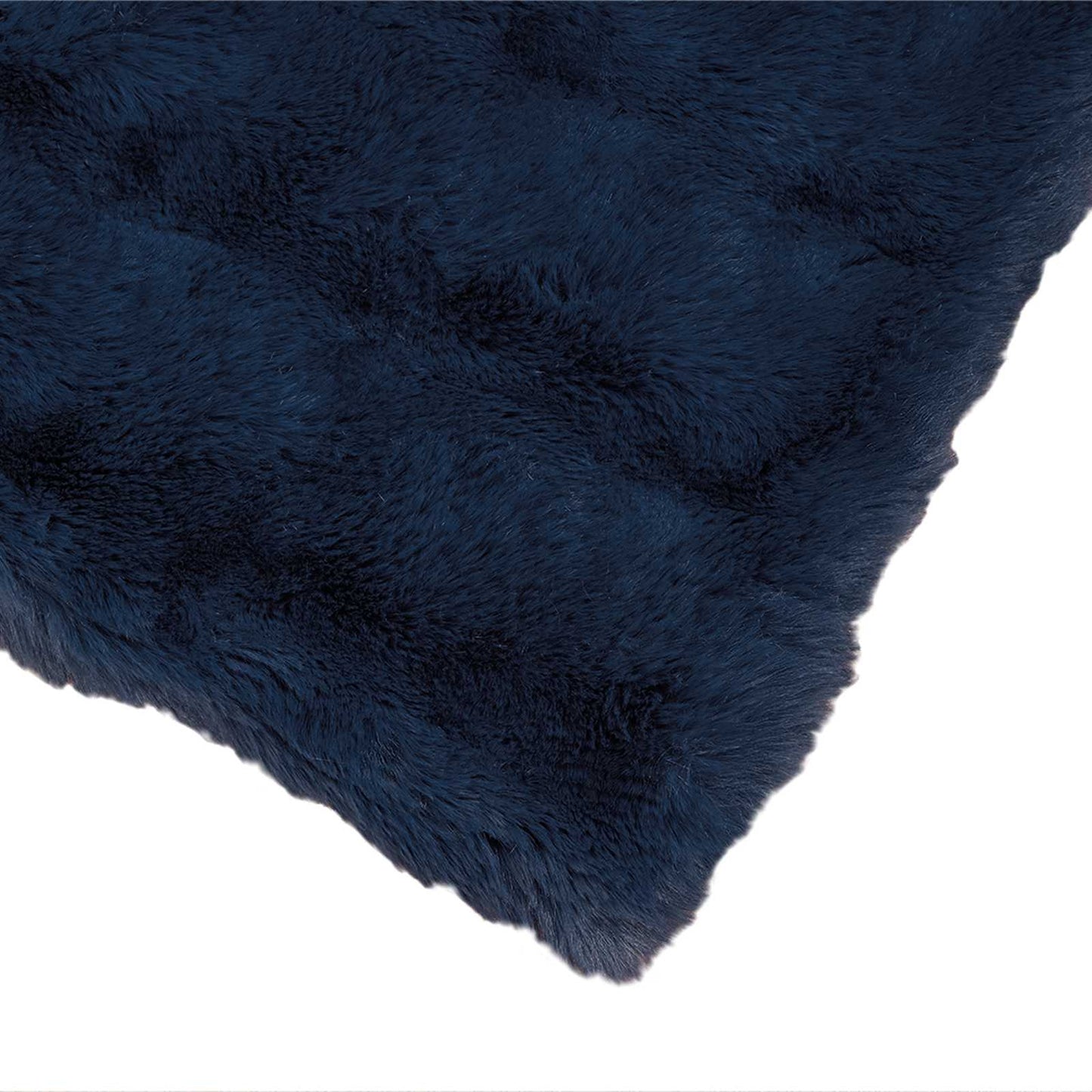 Anti-Slip Faux Rabbit Fur Blanket Olite Marine Blue Polyester