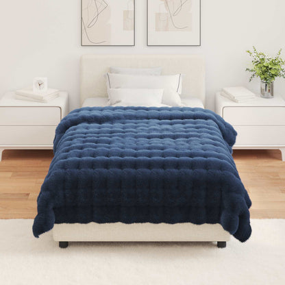 Anti-Slip Faux Rabbit Fur Blanket Olite 4 pcs Marine Blue