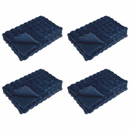 Anti-Slip Faux Rabbit Fur Blanket Olite 4 pcs Marine Blue
