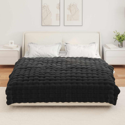 Anti-Slip Faux Rabbit Fur Blanket Olite Black 150 x 220 cm