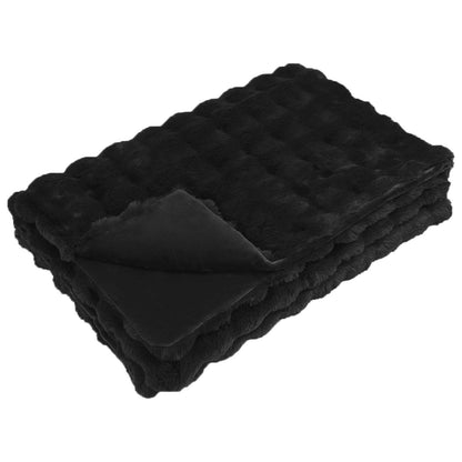 Anti-Slip Faux Rabbit Fur Blanket Olite Black 150 x 220 cm