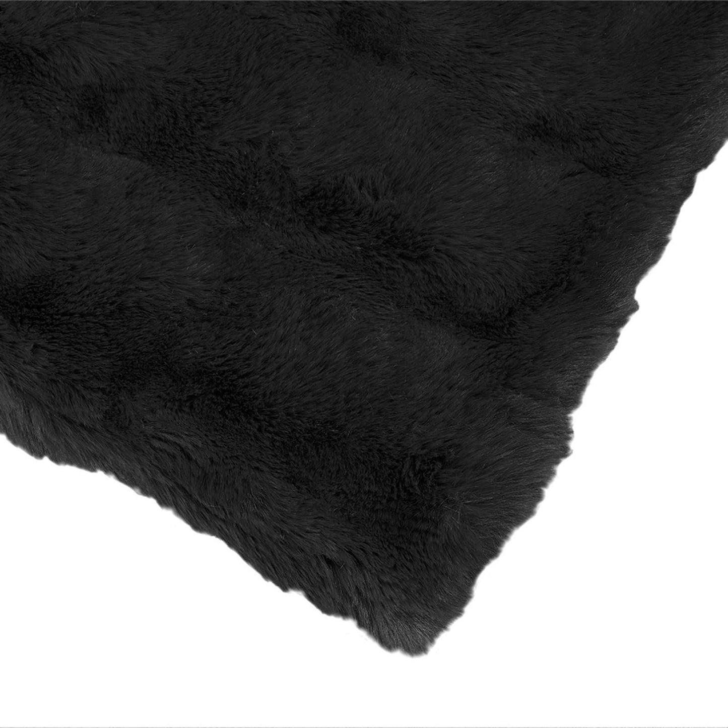 Anti-Slip Faux Rabbit Fur Blanket Olite Black 240 x 270 cm