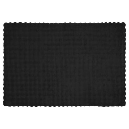 Anti-Slip Faux Rabbit Fur Blanket Olite 4 pcs Black Polyester