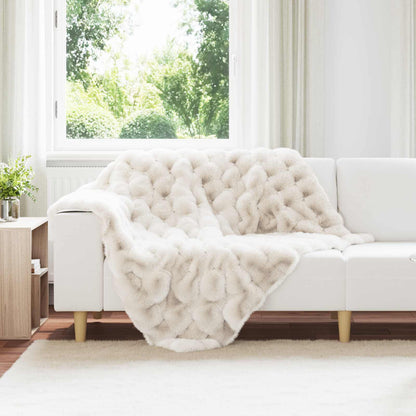 Anti-Slip Faux Rabbit Fur Blanket Olite White 130 x 150 cm