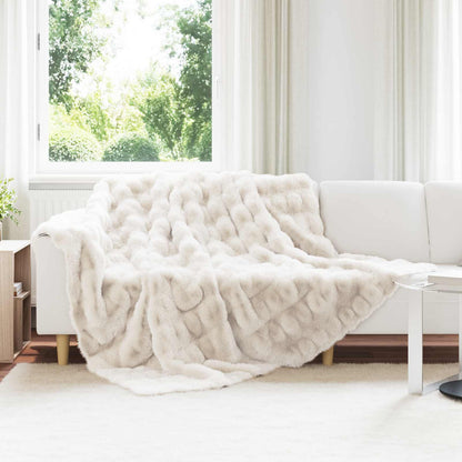 Anti-Slip Faux Rabbit Fur Blanket Olite White 240 x 270 cm