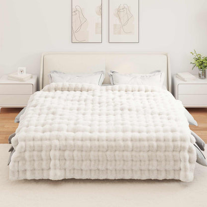 Anti-Slip Faux Rabbit Fur Blanket Olite White 240 x 270 cm