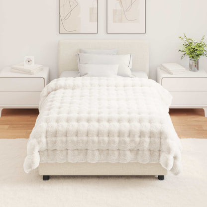 Anti-Slip Faux Rabbit Fur Blanket Olite 4 pcs White Polyester