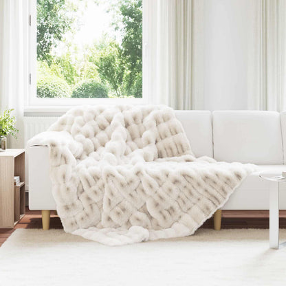 Anti-Slip Faux Rabbit Fur Blanket Olite 4 pcs White Polyester