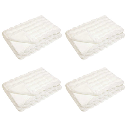 Anti-Slip Faux Rabbit Fur Blanket Olite 4 pcs White Polyester