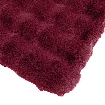 Anti-Slip Faux Rabbit Fur Blanket Olite Bordeaux Red Polyester