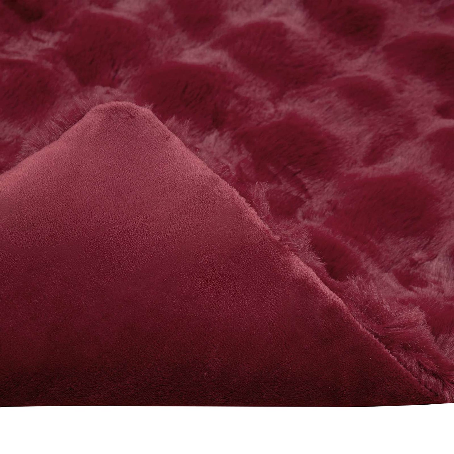 Anti-Slip Faux Rabbit Fur Blanket Olite 4 pcs Bordeaux Red