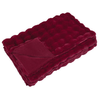Anti-Slip Faux Rabbit Fur Blanket Olite 4 pcs Bordeaux Red