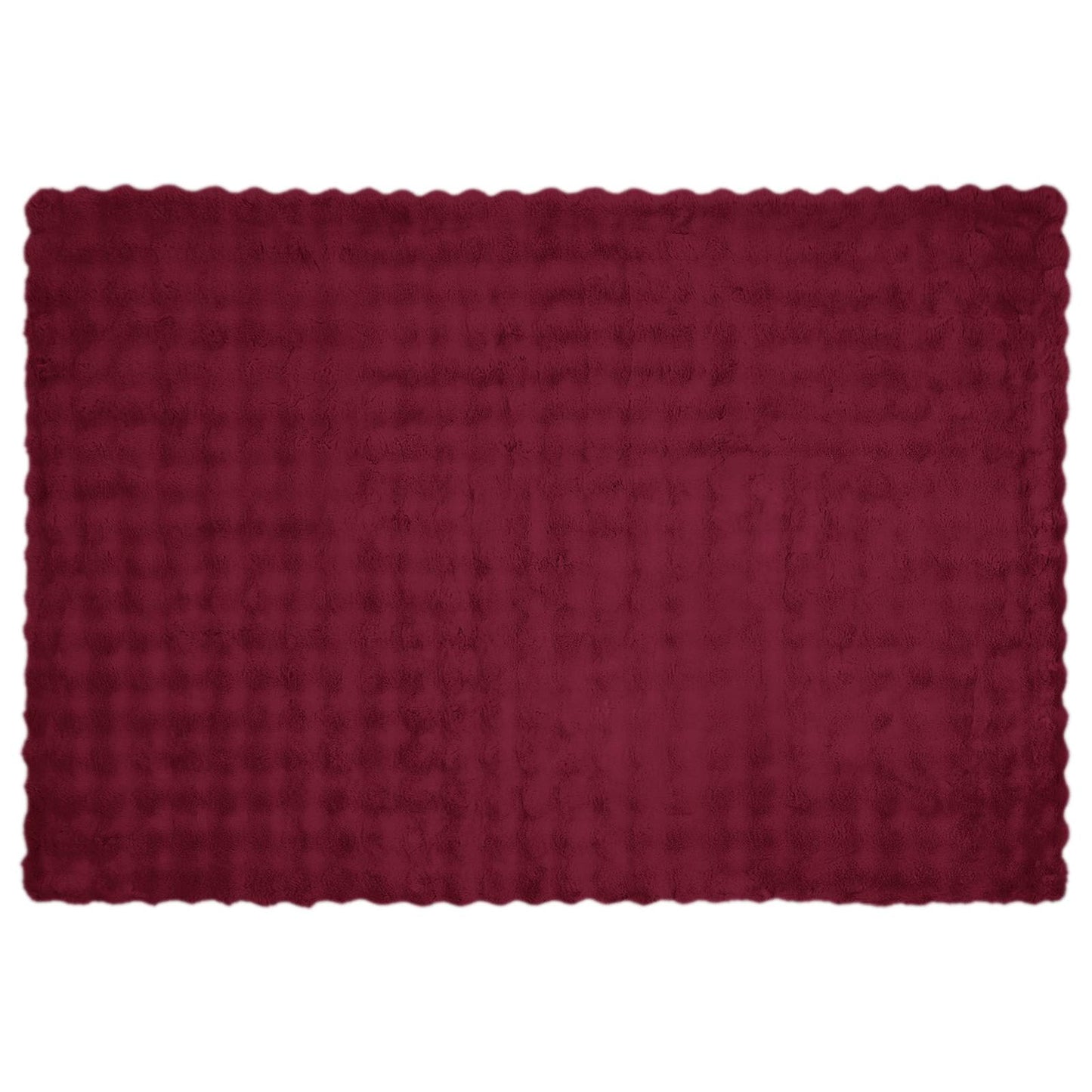 Anti-Slip Faux Rabbit Fur Blanket Olite 4 pcs Bordeaux Red