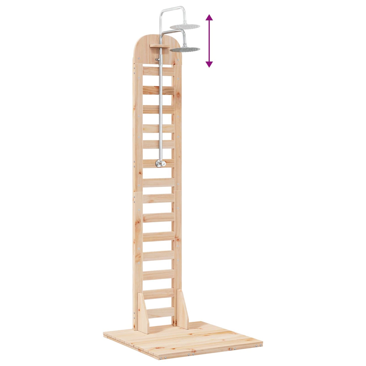 Outdoor Shower 223 cm Solid Pine Wood and Stainless Steel
