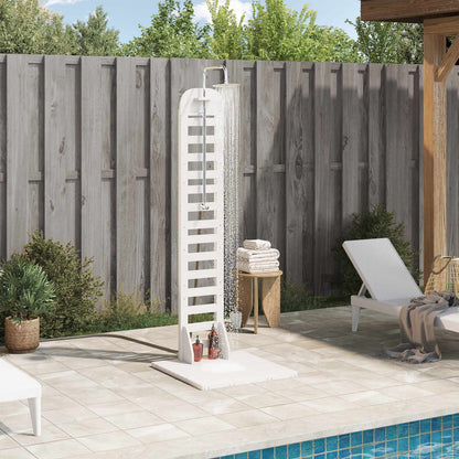 Outdoor Shower 223 cm Solid Pine Wood and Stainless Steel White
