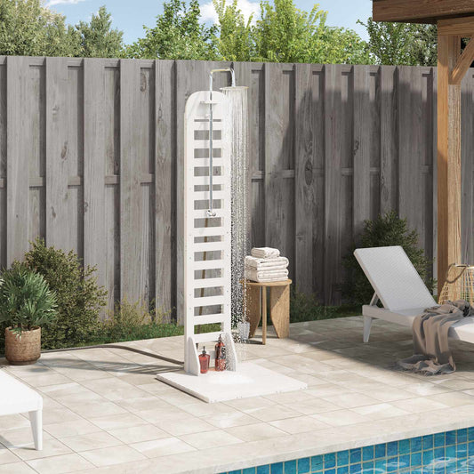 Outdoor Shower 223 cm Solid Pine Wood and Stainless Steel White