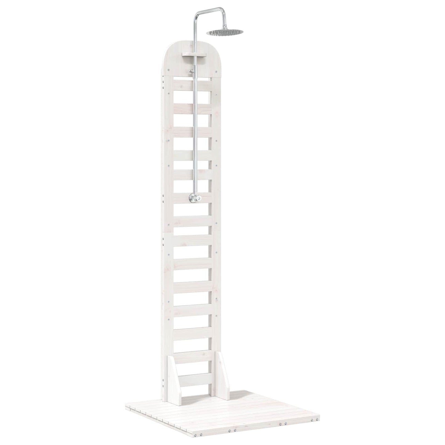 Outdoor Shower 223 cm Solid Pine Wood and Stainless Steel White