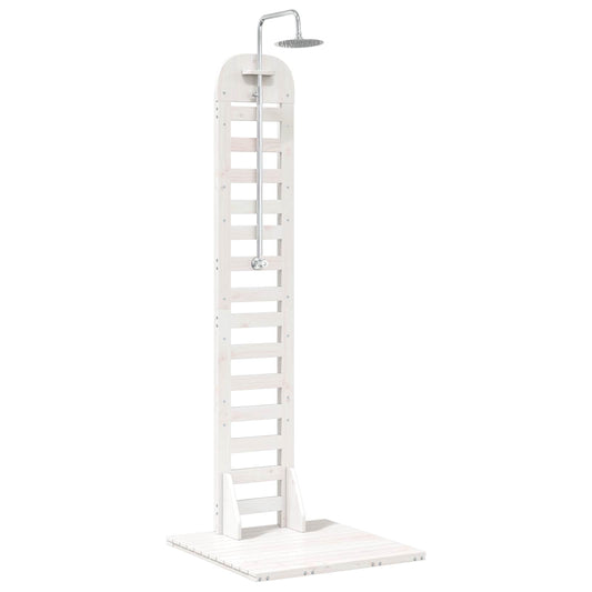 Outdoor Shower 223 cm Solid Pine Wood and Stainless Steel White