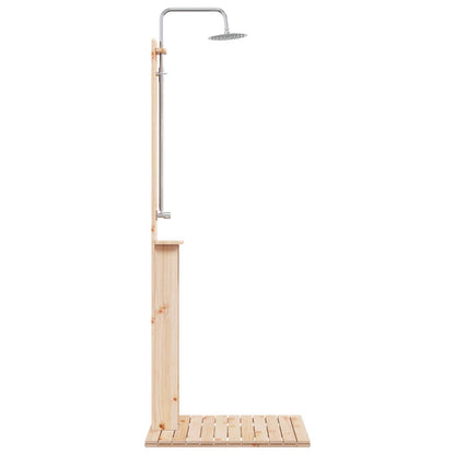 Outdoor Shower 206 cm Solid Pine Wood and Stainless Steel