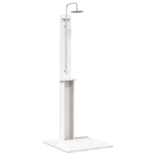 Outdoor Shower 206 cm Solid Pine Wood and Stainless Steel White