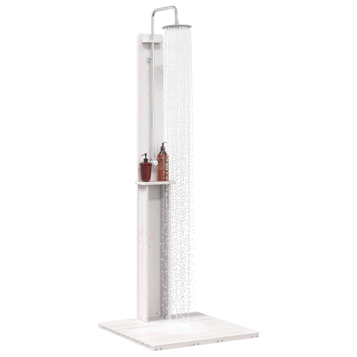 Outdoor Shower White 75 x 76 x 217 cm Solid Pine Wood