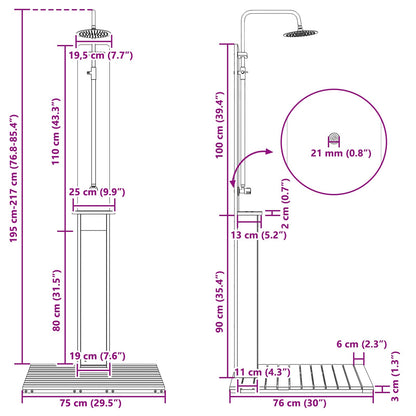 Outdoor Shower 206 cm Solid Douglas Wood and Stainless Steel