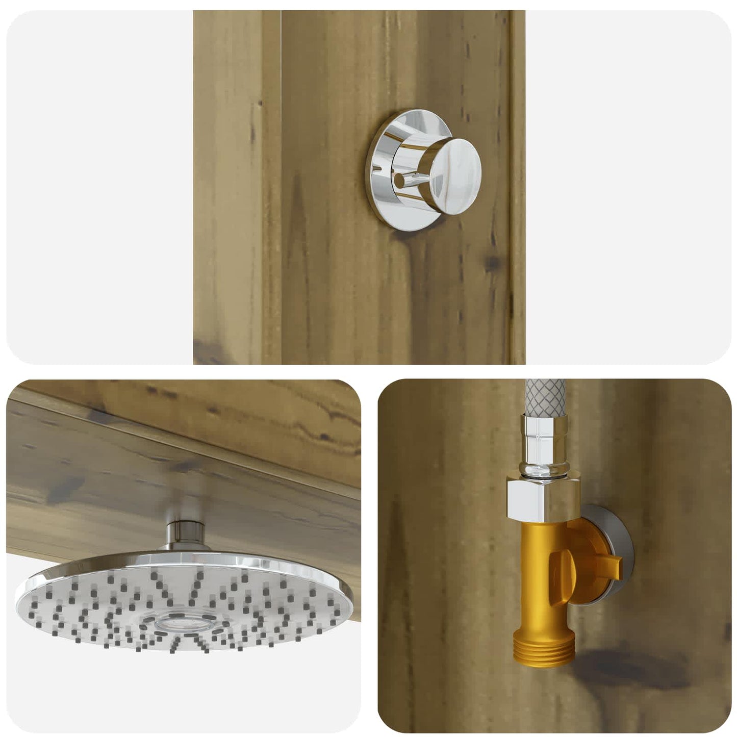 Outdoor Shower 226 cm Impregnated Pine Wood and Stainless Steel