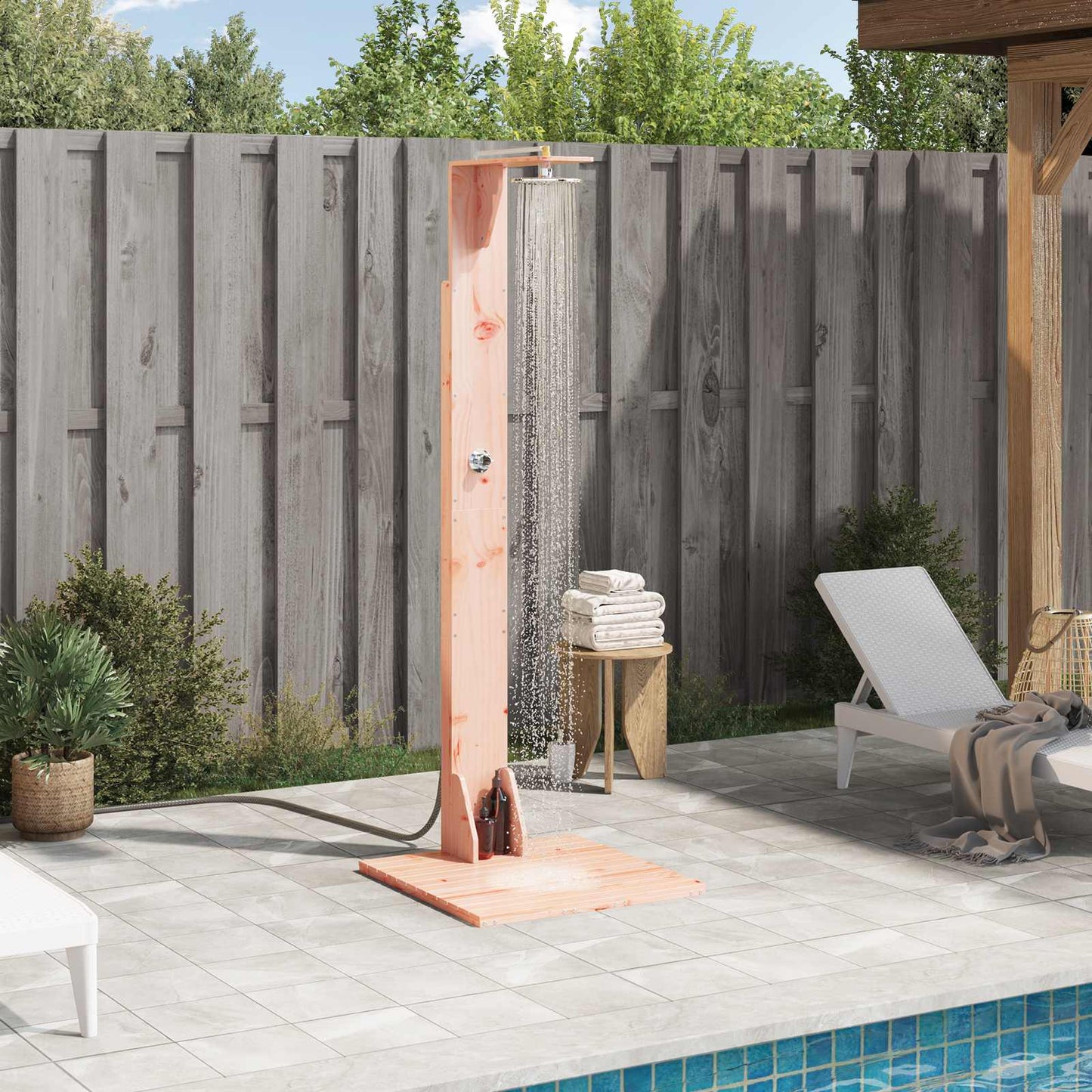 Outdoor Shower 214.5 cm Solid Douglas Wood and Stainless Steel