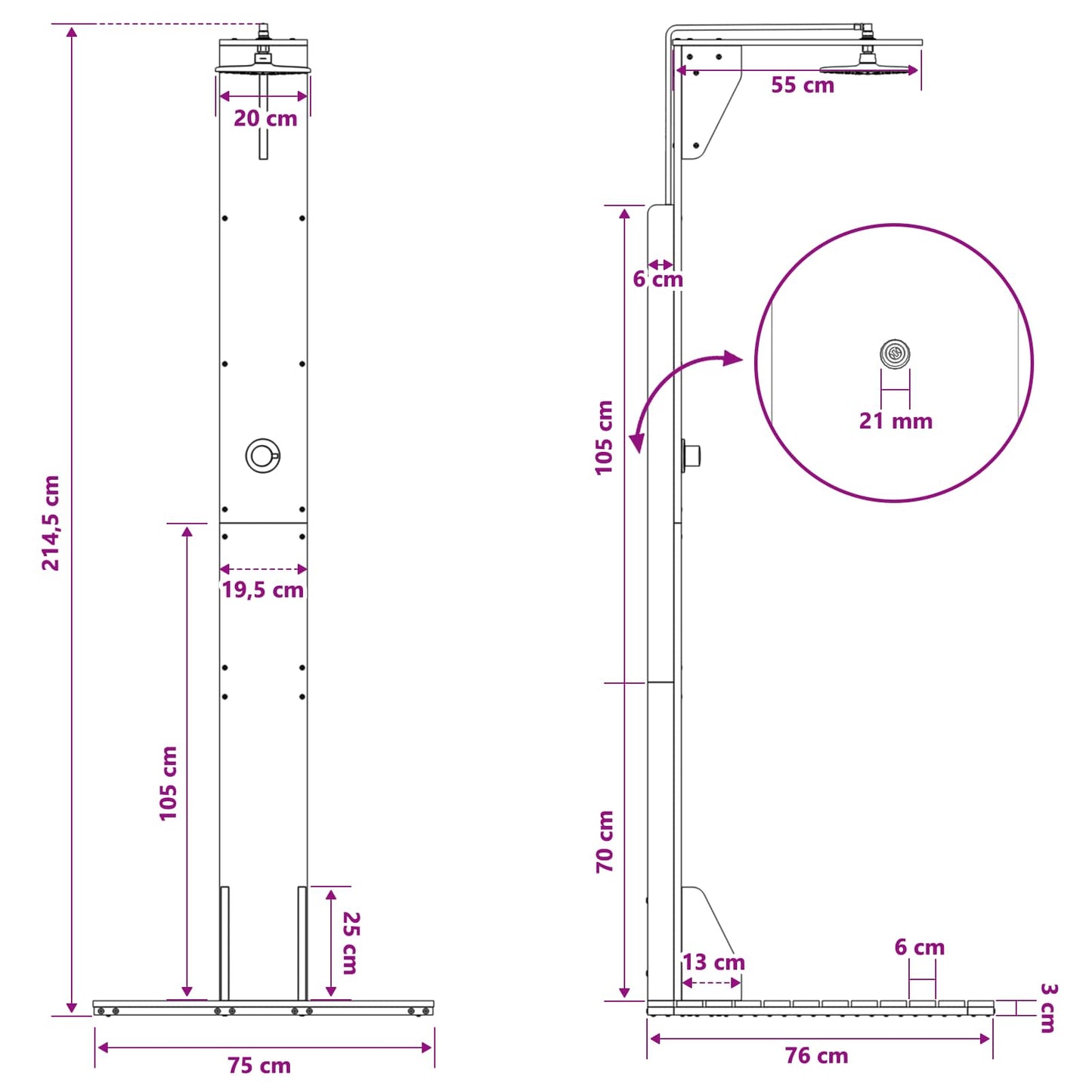 Outdoor Shower 214.5 cm Natural
