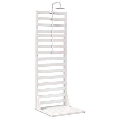 Outdoor Shower 225 cm Solid Pine Wood and Stainless Steel White