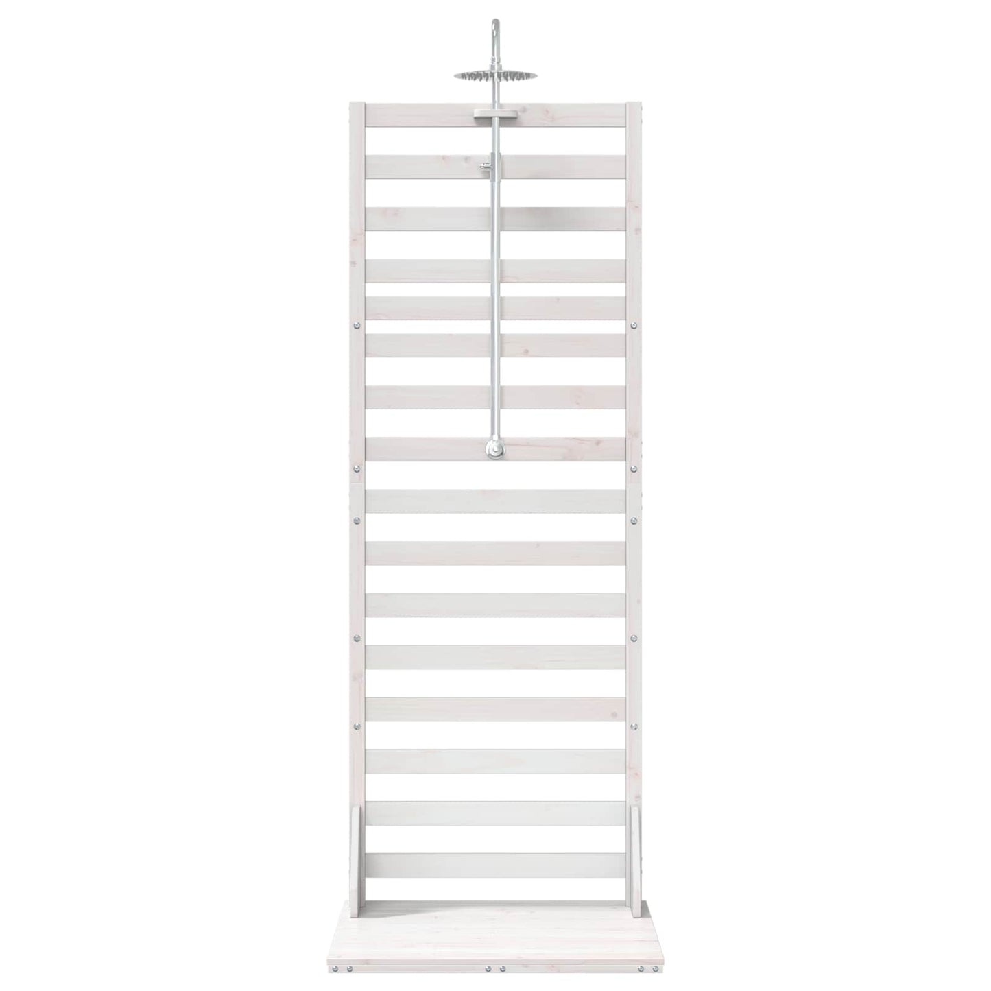 Outdoor Shower 225 cm Solid Pine Wood and Stainless Steel White