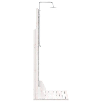 Outdoor Shower 225 cm Solid Pine Wood and Stainless Steel White