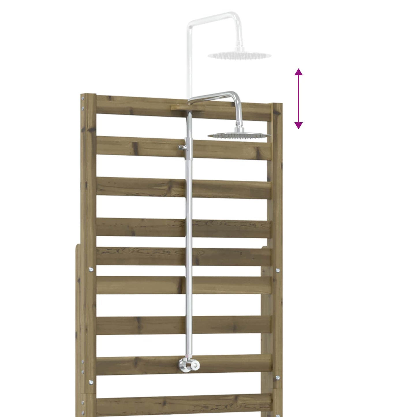 Outdoor Shower 225 cm Impregnated Pine Wood and Stainless Steel