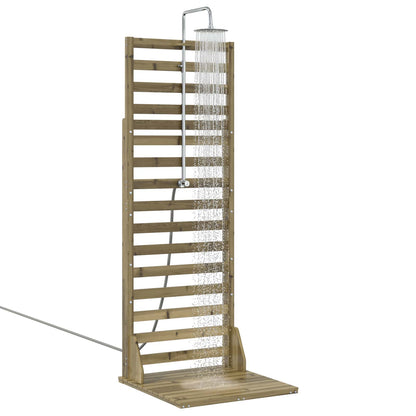 Outdoor Shower 225 cm Impregnated Pine Wood and Stainless Steel