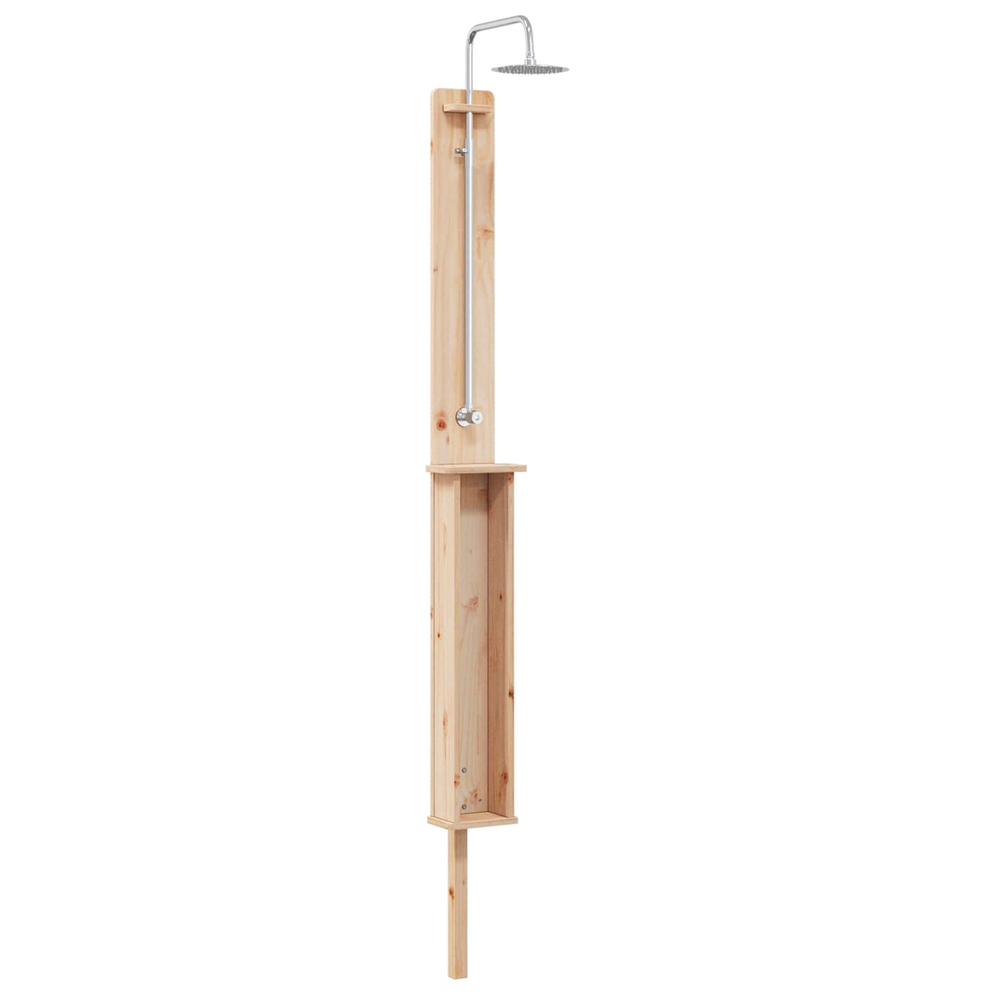 Outdoor Shower 246 cm Solid Pine Wood and Stainless Steel