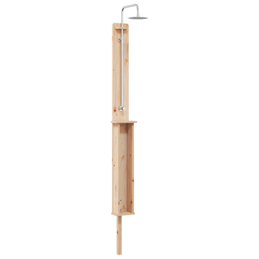 Outdoor Shower 246 cm Solid Pine Wood and Stainless Steel