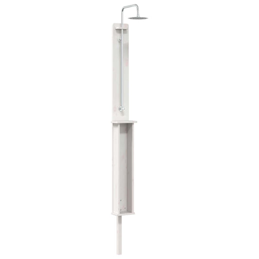 Outdoor Shower 246 cm Solid Pine Wood and Stainless Steel White