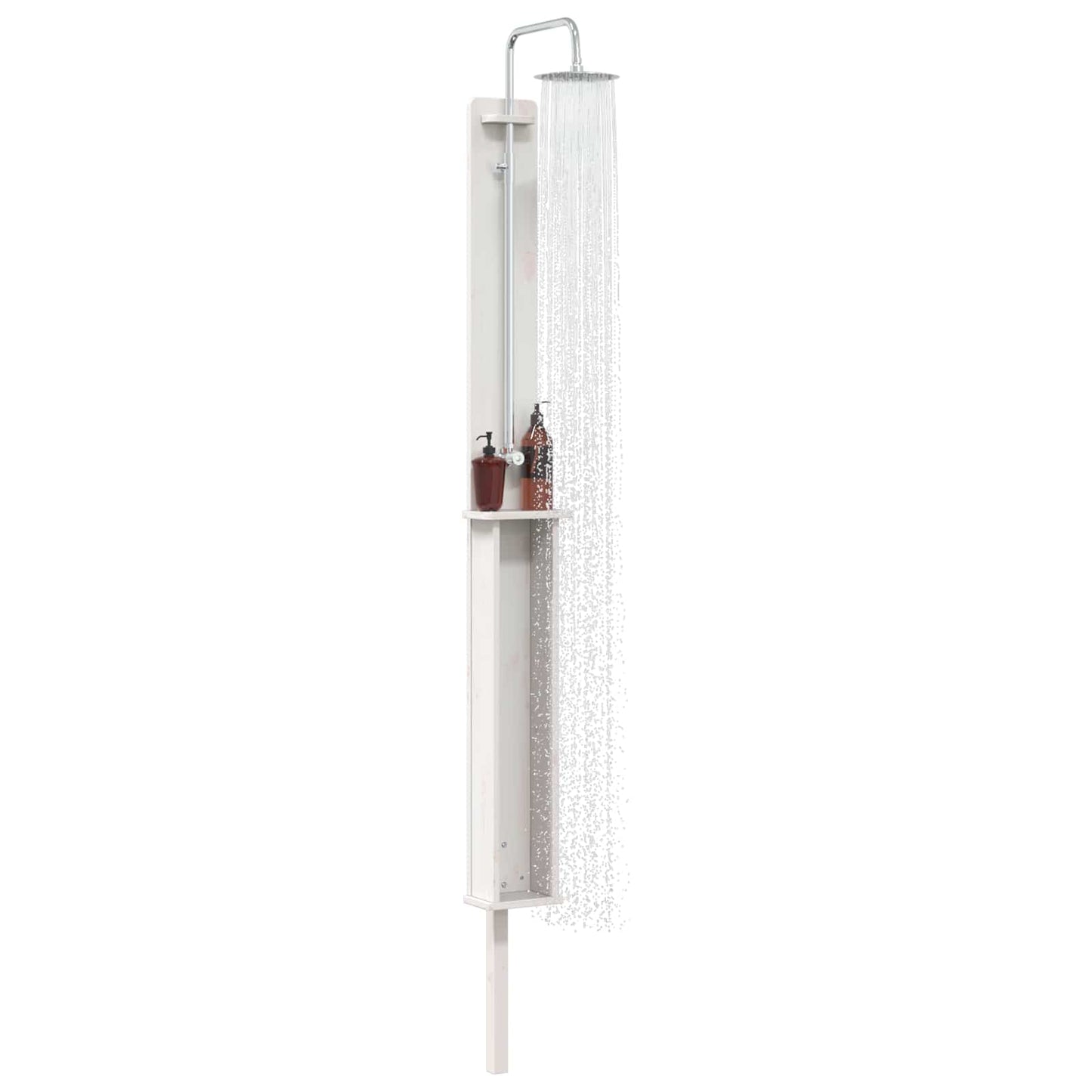 Outdoor Shower 246 cm Solid Pine Wood and Stainless Steel White