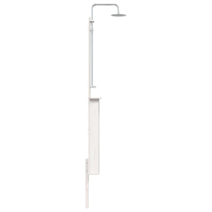 Outdoor Shower 246 cm Solid Pine Wood and Stainless Steel White