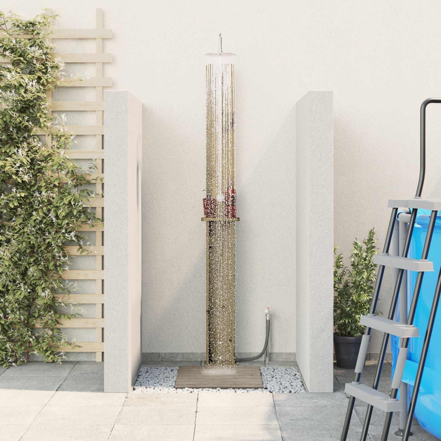 Outdoor Shower 246 cm Impregnated Pine Wood and Stainless Steel