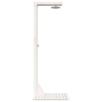Outdoor Shower 210 cm Solid Pine Wood and Stainless Steel White