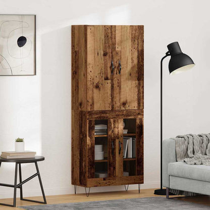 Highboard 2 pcs Old Wood Engineered Wood and Glass