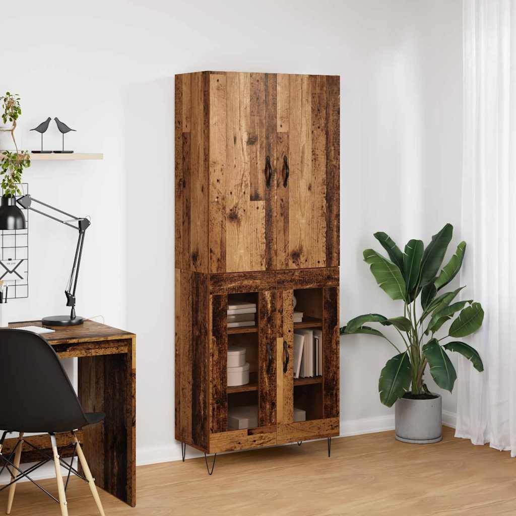 Highboard 2 pcs Old Wood Engineered Wood and Glass