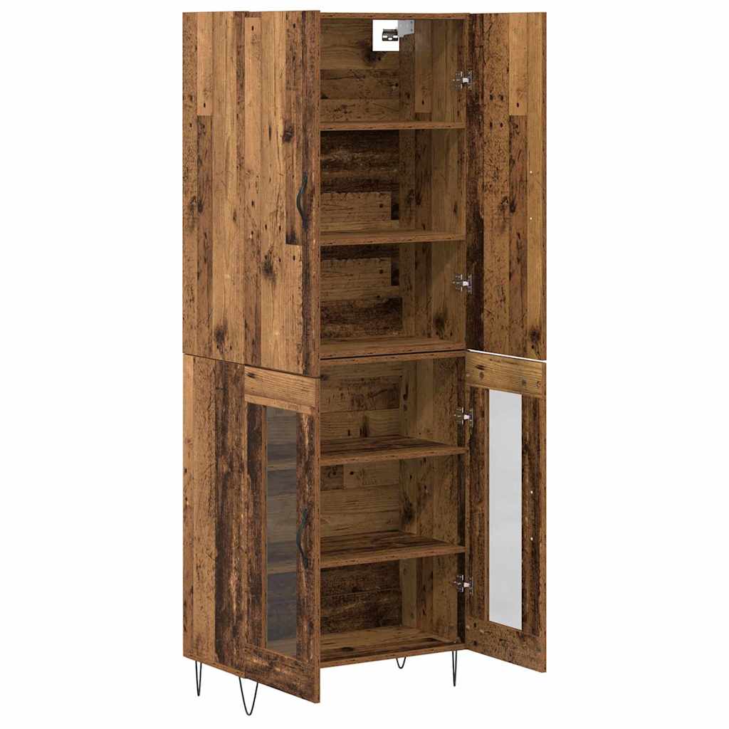 Highboard 2 pcs Old Wood Engineered Wood and Glass