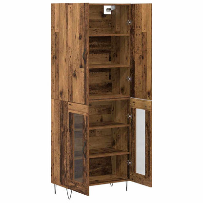 Highboard 2 pcs Old Wood Engineered Wood and Glass