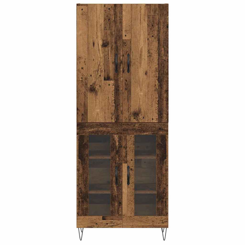 Highboard 2 pcs Old Wood Engineered Wood and Glass